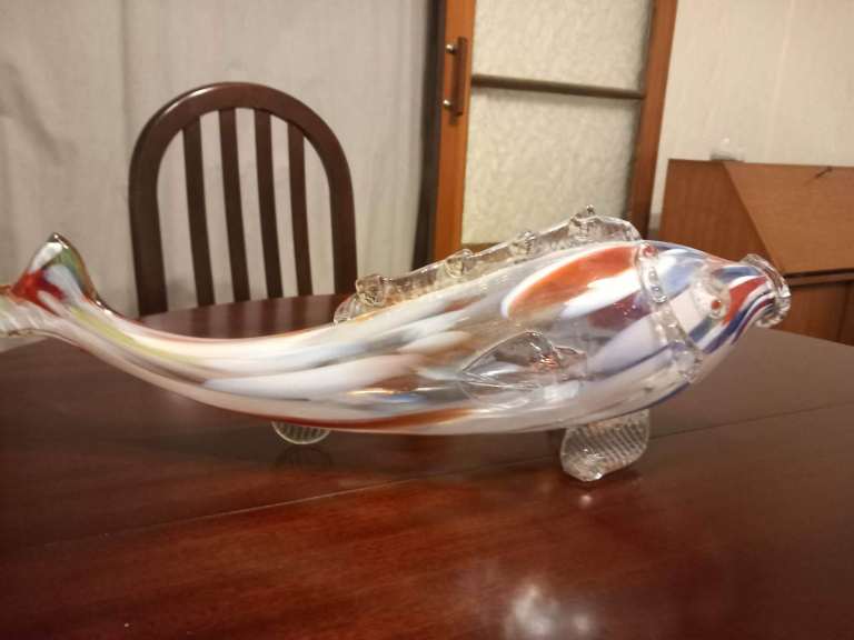 NEED GONE - Large Merano Multicoloured Glass Fish Ornament. Perfect Condition.