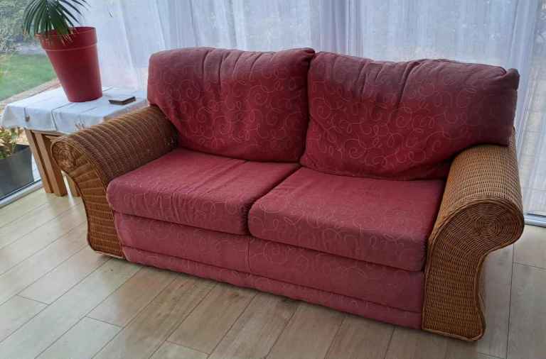 Sofa Bed with Som Toile Pull Out Mechanism - Wicker Furniture - Conservatory