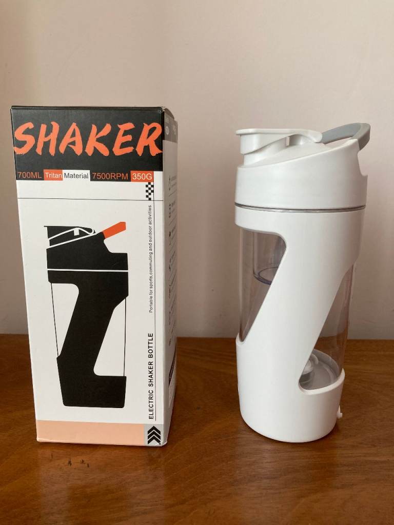 Electric Protein Shaker 700ml USB C Rechargeable, Tritan material, White Colour 