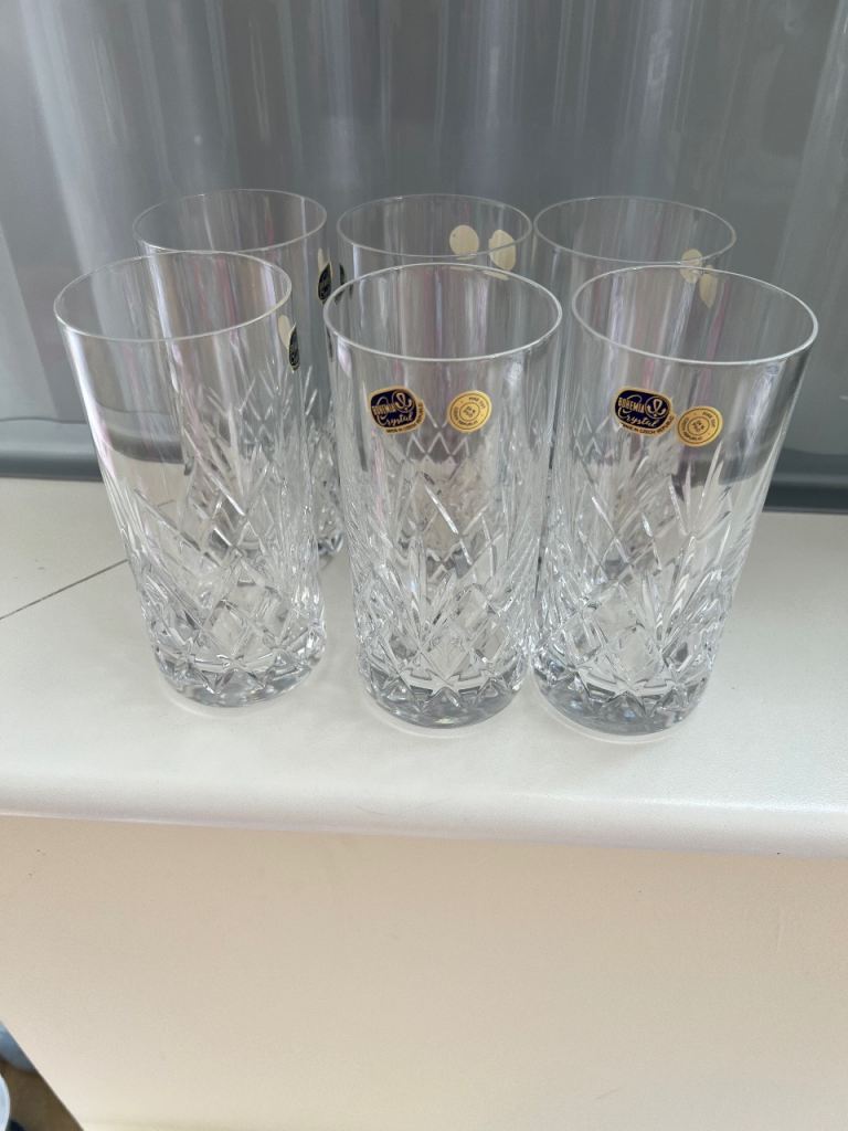 Set of 6 Crystal Glasses Tumblers Very Good Condition 