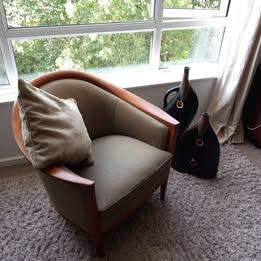 Unique & Rare Mid Century Swedish designed Accent Chair Lovely shape teak frame