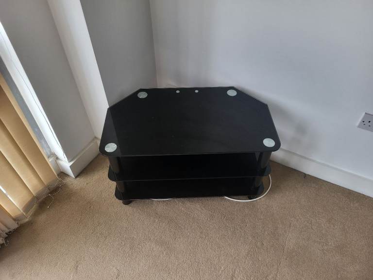 Black Corner TV Stand - Glass, Good Condition