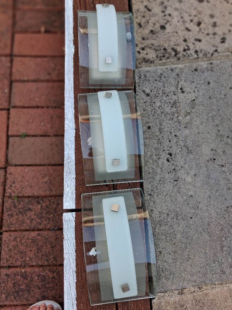 Set of 3 Glass Wall Lights – Good Condition