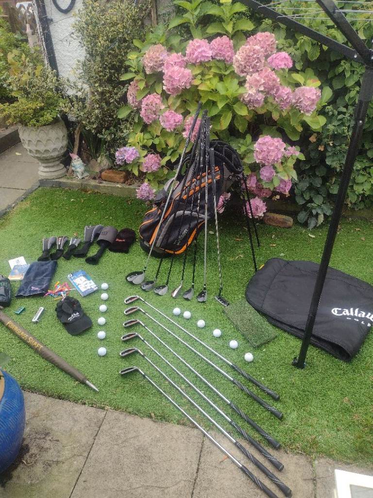 SET OF MENS WILSON X31 GOLF CLUBS + WILSON STAND GOLF BAG WITH RAIN HOOD WITH FREE EXTRAS 