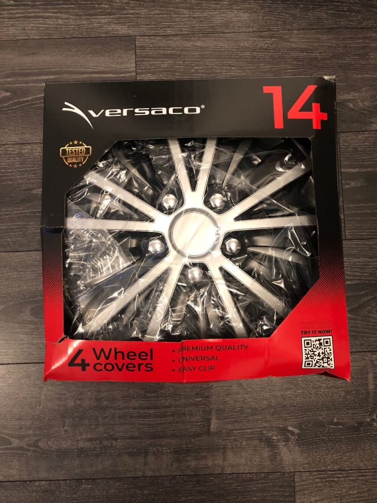 Wheel Trims 14” New In Box, Silver & Black