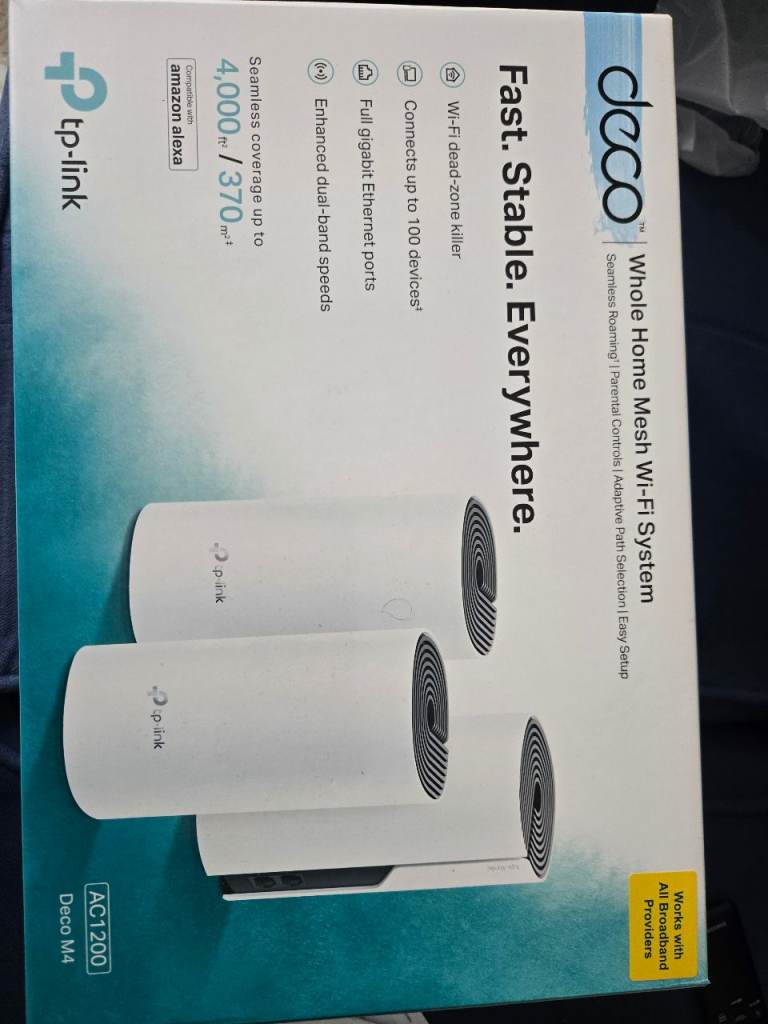 TP-Link Deco M4 Whole Home Mesh Wi-Fi System (3-pack) – New