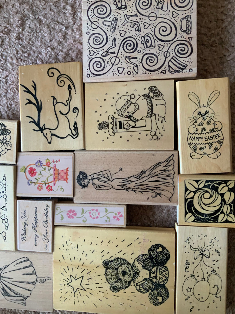 Card making wood rubber stamps