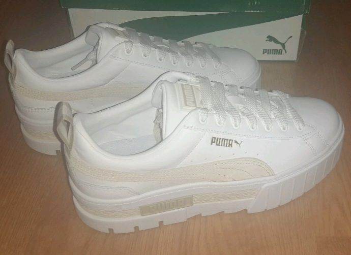 Puma Mayze White and Stone Platform Trainers UK 5.5 - RRP £80 - Brand New With Box 