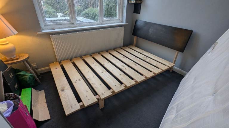 FREE small double wooden bed frame with headboard