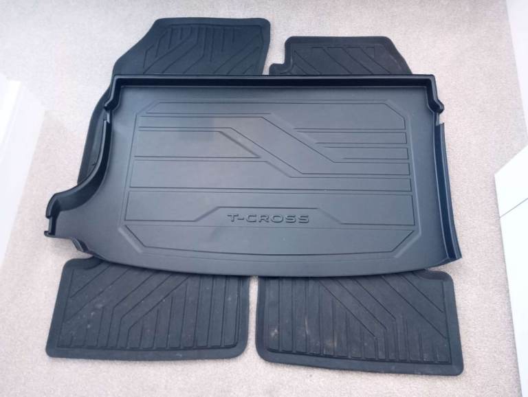 VOLKSWAGEN Original T Cross Rubber floor mats and Rear boot Liner 