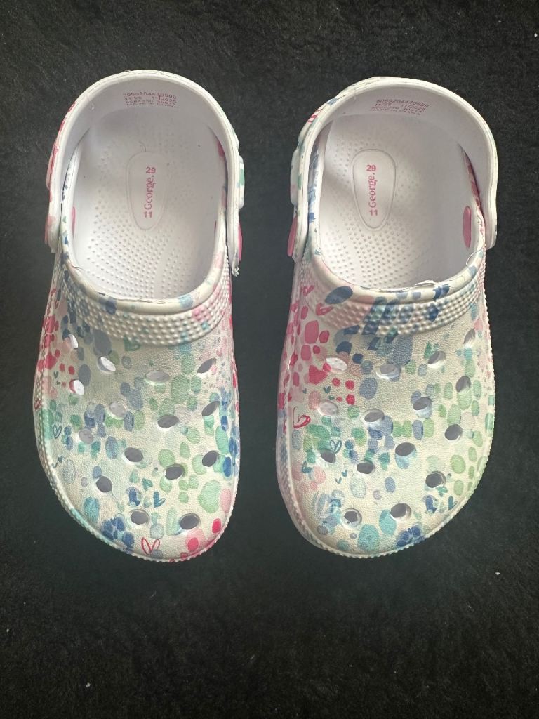 George Kids' Crocs Style Shoes - Multicoloured, Size 11, As Good As New