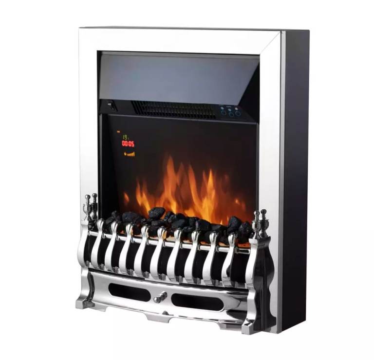 Warmlite 2KW Whitby Chrome Electric Fire Inset 