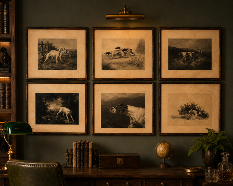 William Arkwright | Set of 6 antique pointer dog prints | 1902 | Oak framed | Rare sporting art