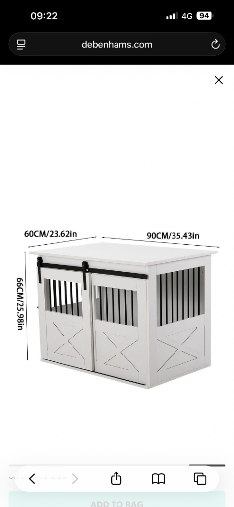 White Dog Cage Dog Crate Furniture w/ Sliding Door Wooden Storage Table Kennel U