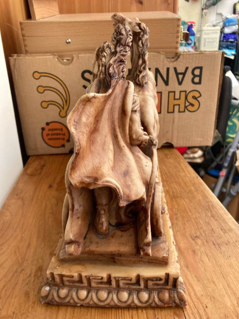 SIGNED LORENZO TONY ROMAN CHARIOT ALABASTER COMPOSITE STATUE