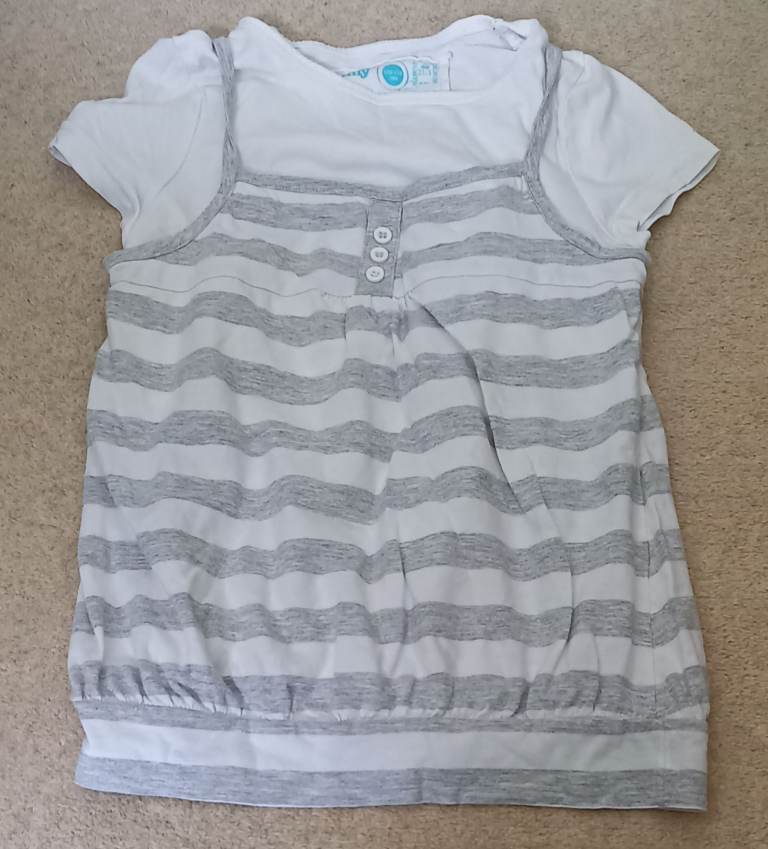 One Piece White Top With White & Grey Attached Top 8-9 Years