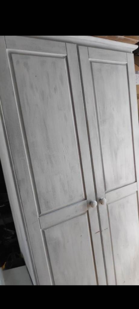 Solid pine wardrobe - painted shabby chic