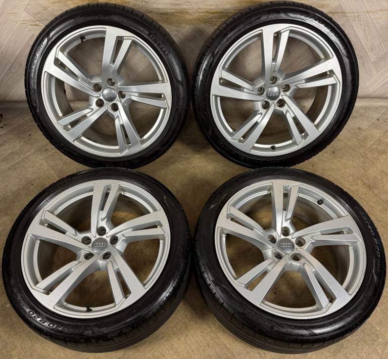 20'' GENUINE AUDI A7 S LINE 5 DOUBLE SPOKE A8 ALLOY WHEELS ALLOYS TYRES 5X112