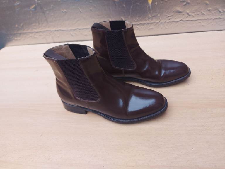 Samuel Windsor Handmade Men's Brown Leather Ankle Chelsea Boots Size 8