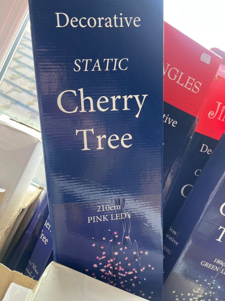 New Decorative Static Cherry Tree with Pink LEDs, 210cm