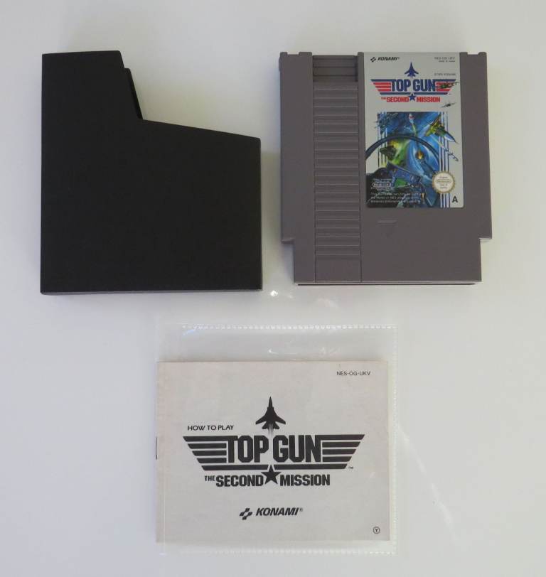 Top Gun The Second Mission, game cartridge for Nintendo NES + sleeve + manual