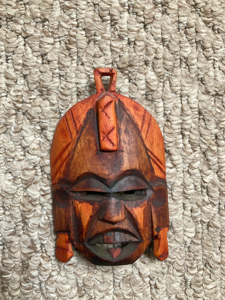 African Carved Wood Mask Sculpture (Tribe Face) – Good Condition 