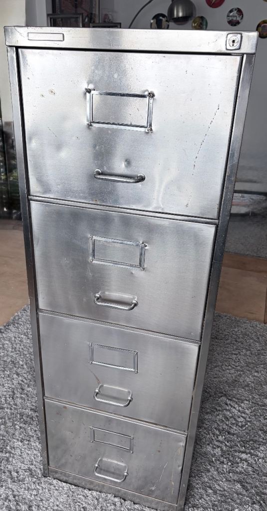 Vintage Retro Metal Filing Cabinet Mid-century Four drawer