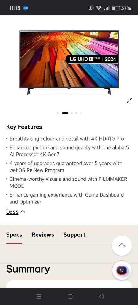 LG 2024 4K UHD Smart TV - Excellent Condition