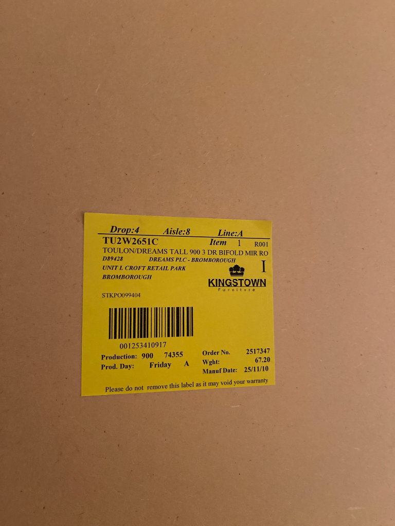 Toulon 3 door wardrobe with centre mirror