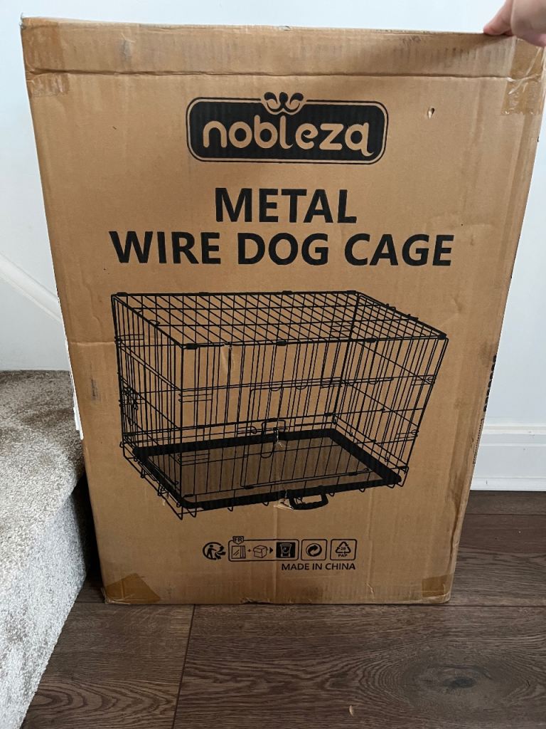 New Nobleza Metal Wire Dog Cage, Black, 61x42x48.5cm