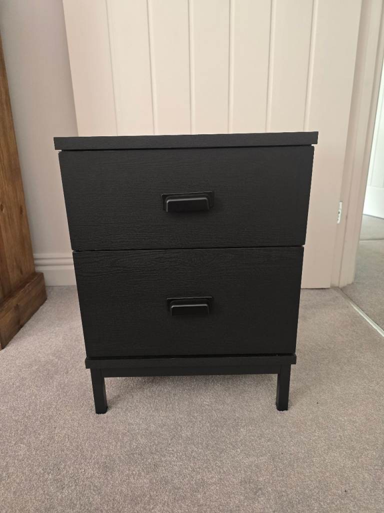 Dunelm Black Fulton 2 Drawer Bedside Table