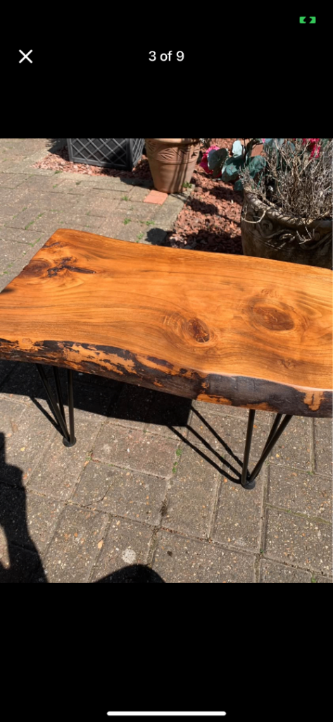 Natural rustic Live Edge cherry wood coffee side table