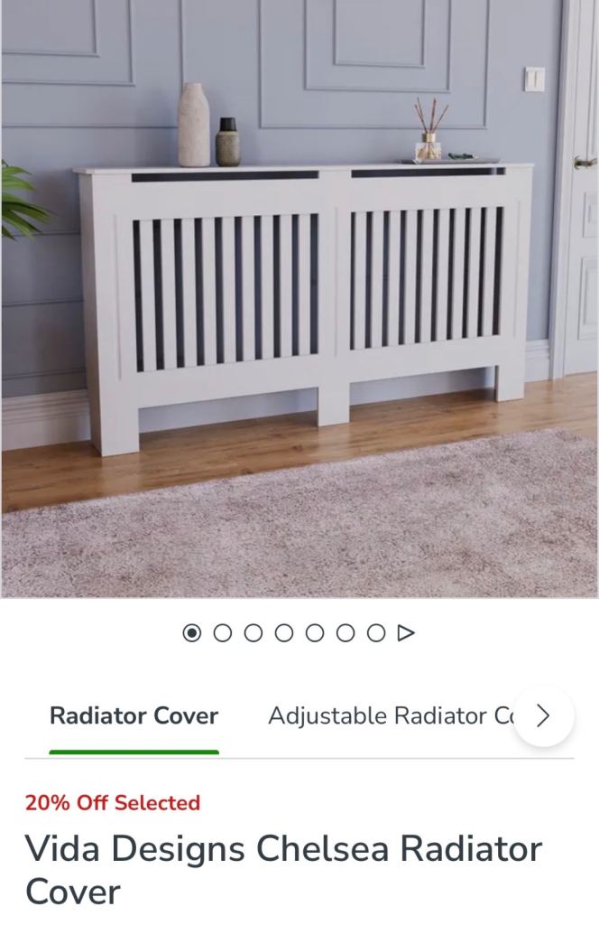 NEW Vida Designs Chelsea Radiator Cover – Large, White