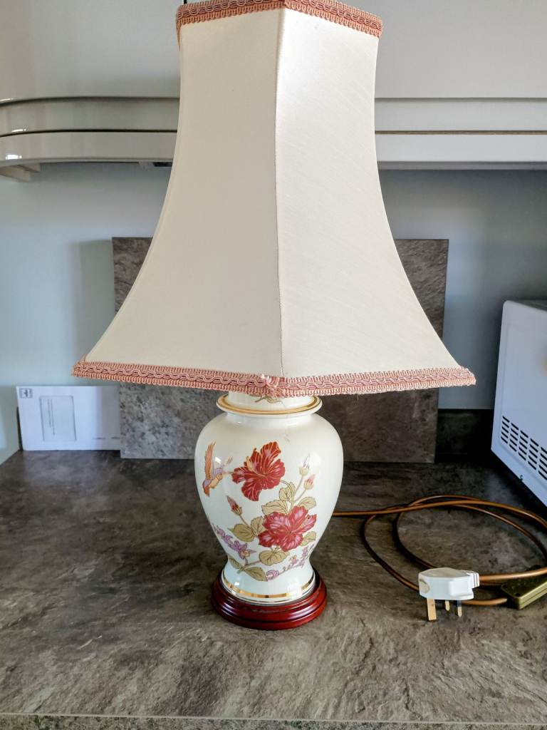 Lovely Floral Ceramic Table Lamp with Cream Shade