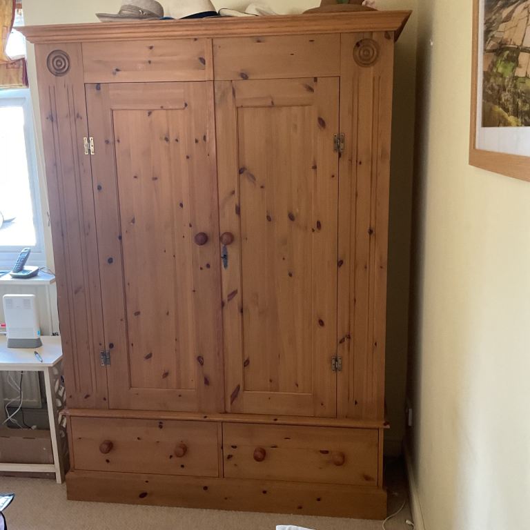 Solid Pine Wardrobe with Drawers – Good Condition