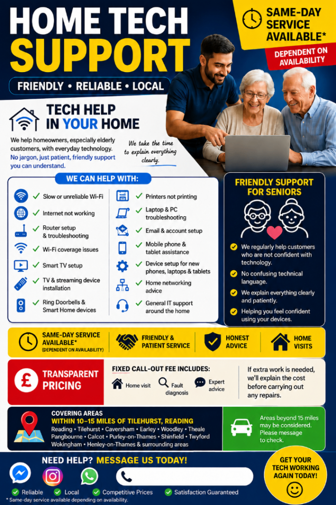 Home Tech Support Service - Friendly & Reliable Local IT Help