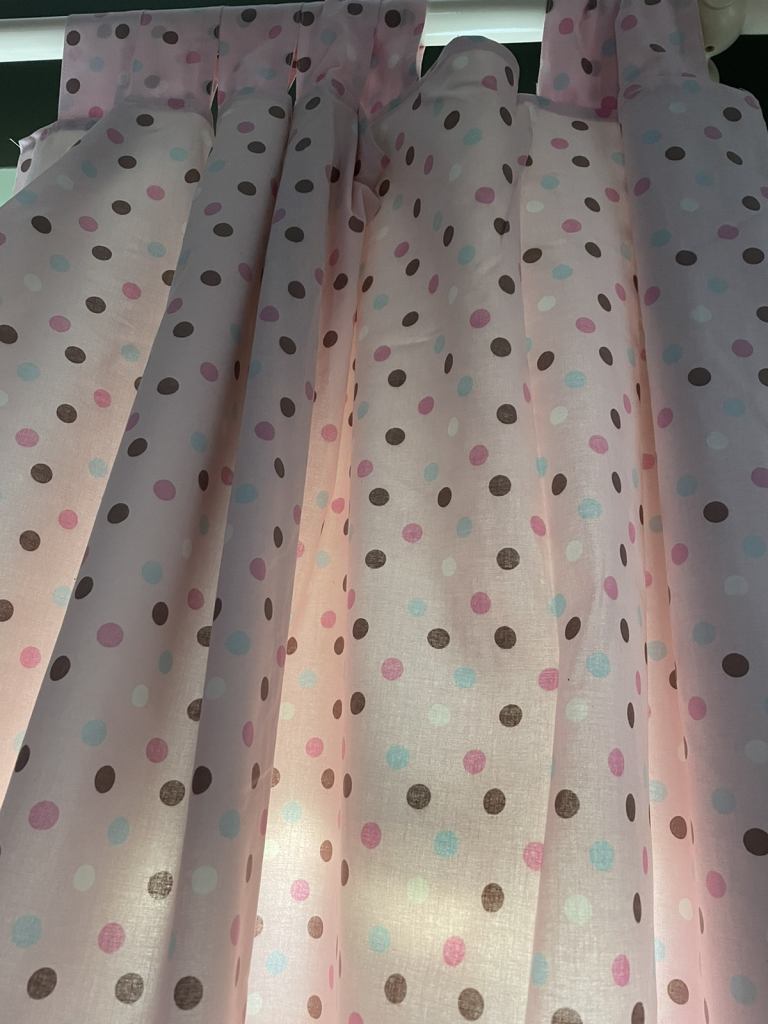 Pink spotty lined curtains - 2 sets 