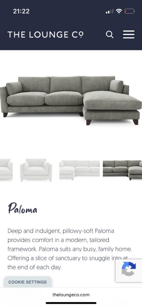 The Lounge Co. Paloma Corner Sofa – Grey Fabric