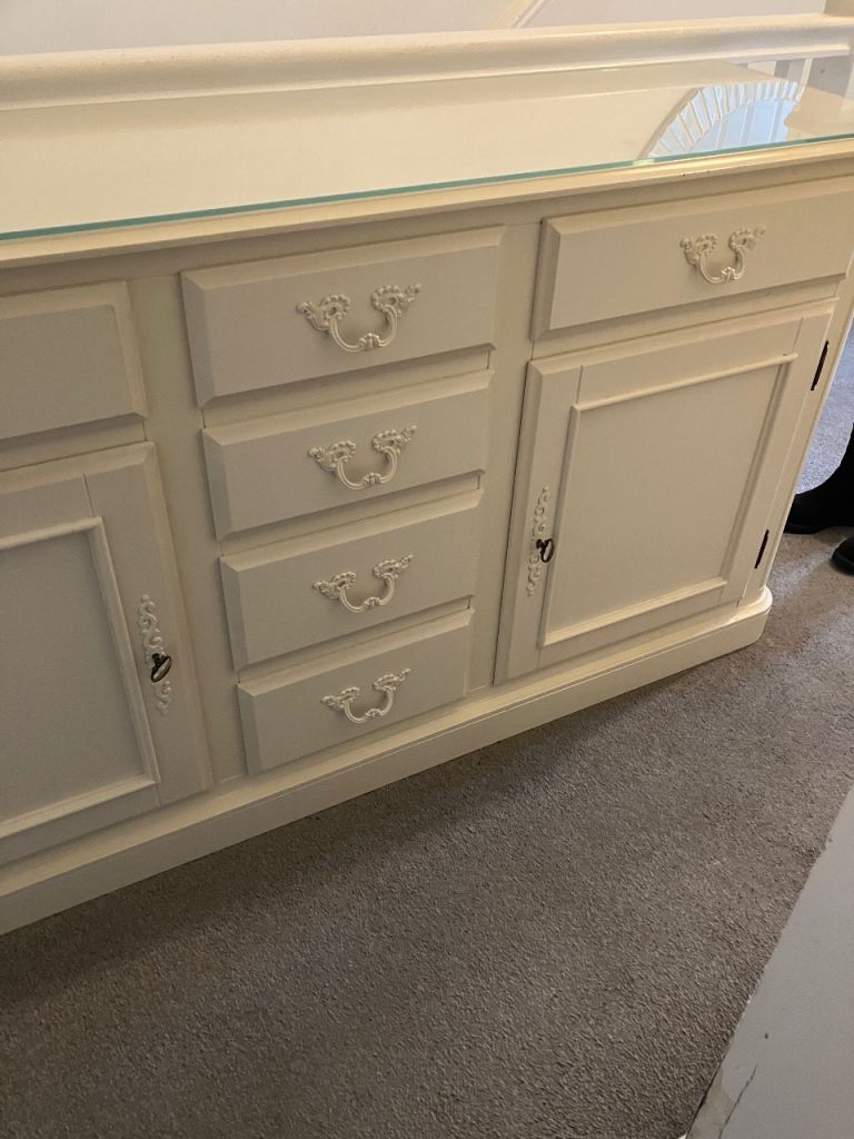 Laura Ashley sideboard cream with glass top