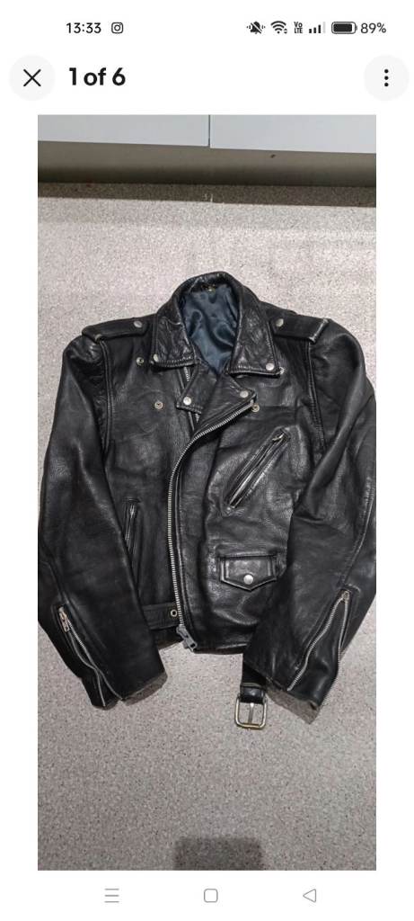 image for Very genuine motorcycle black leather jacket,size M