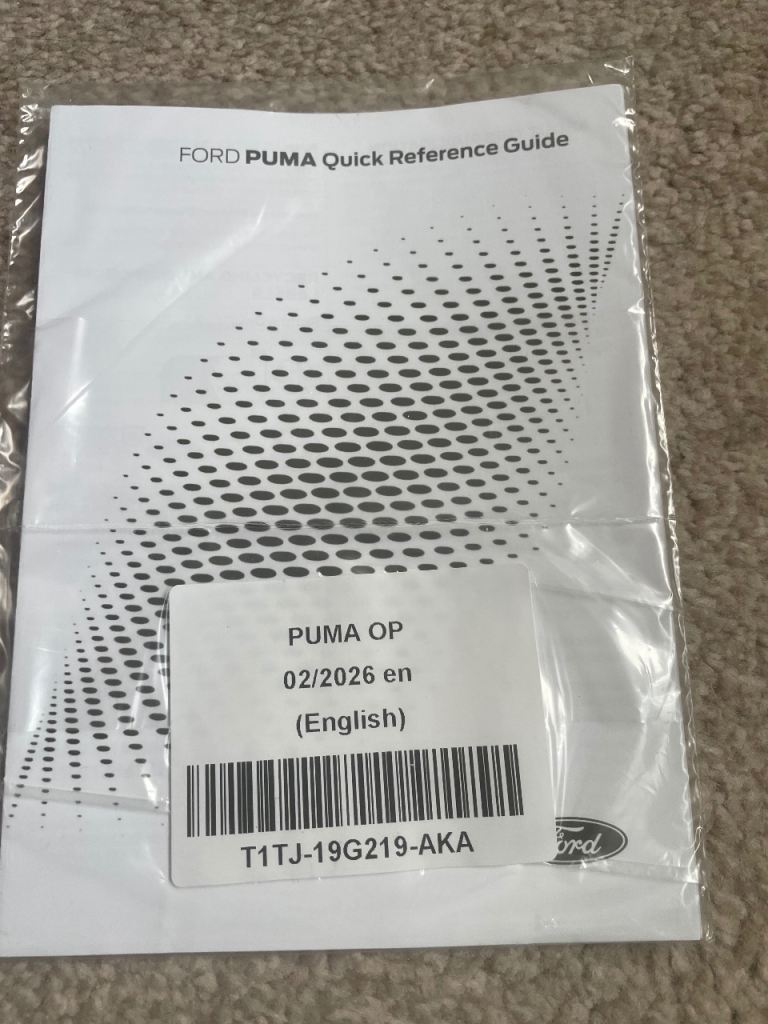 Ford Puma 2026 Quick Reference Guide and service book - New, Sealed