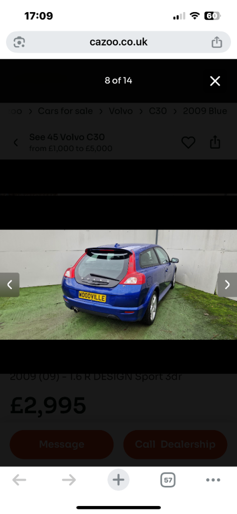 Volvo, C30, Hatchback, 2009, Manual, 1596 (cc), 3 doors