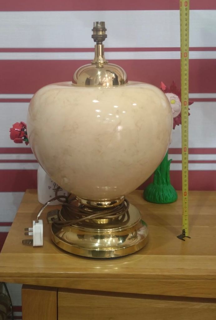 2 x marble effect brass table lamps