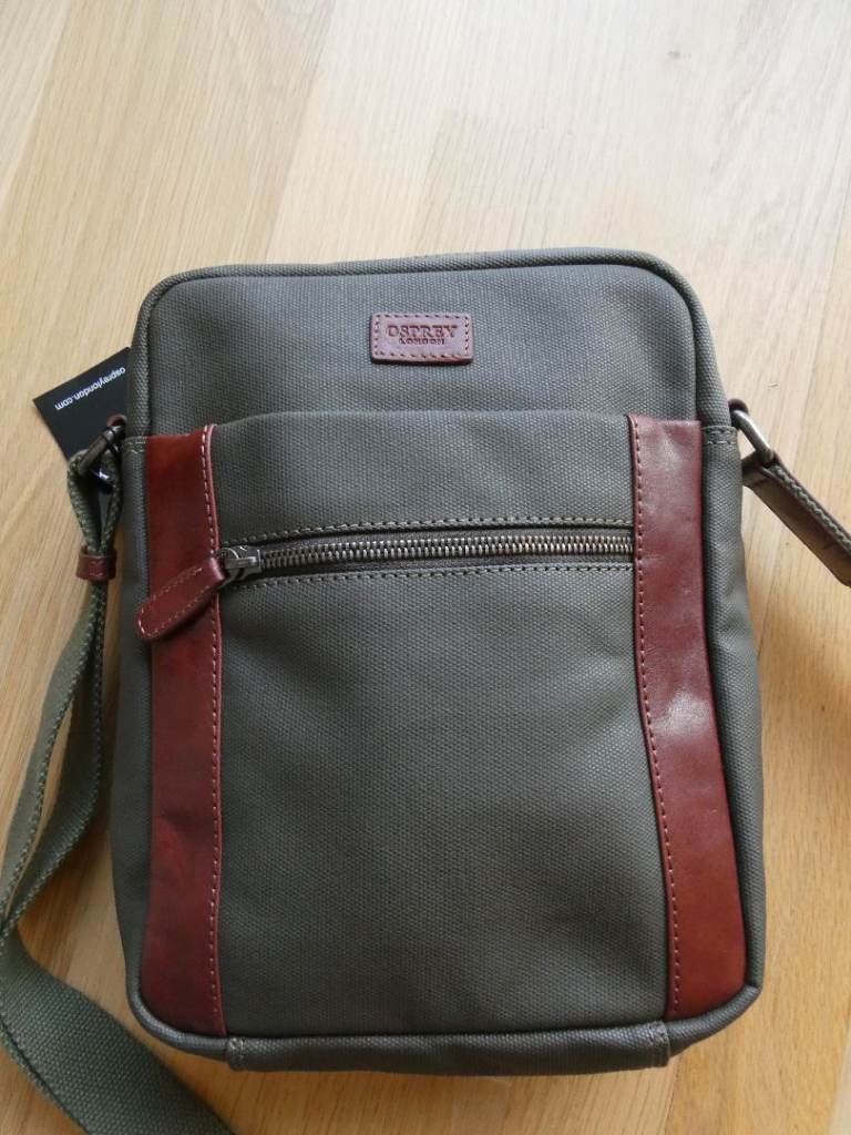 image for Osprey London Waxed Canvas and Leather Messenger Crossbody Bag  (new with tags)