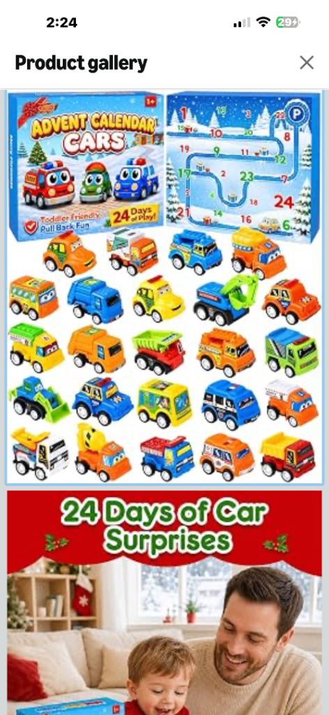 Advent Calendar Cars Set with 24 Mini Pull-Back Vehicles & Play Mat