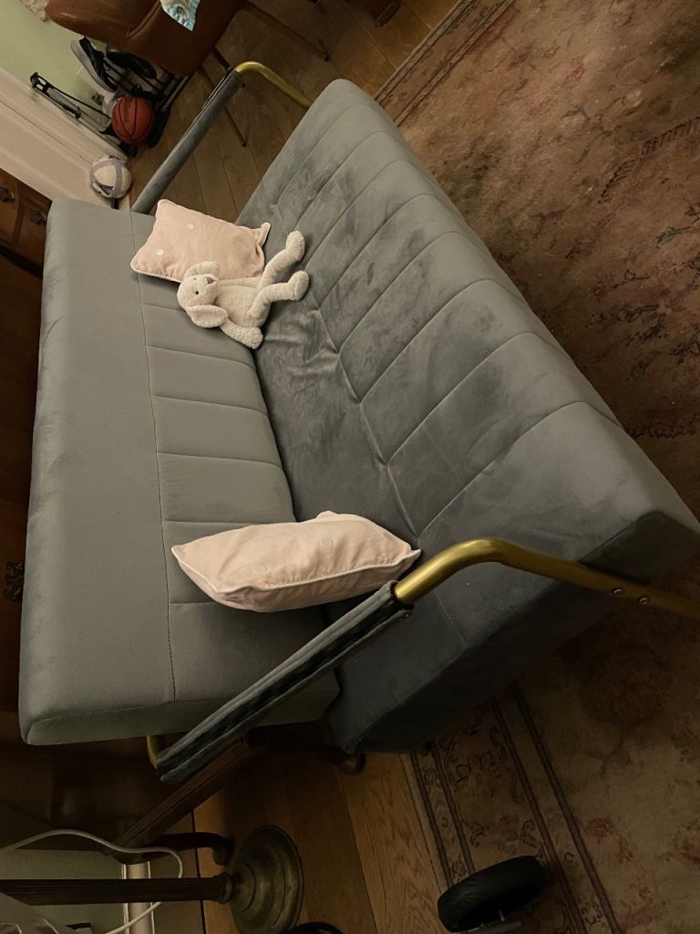 New grey velvet 3-seater sofa chair