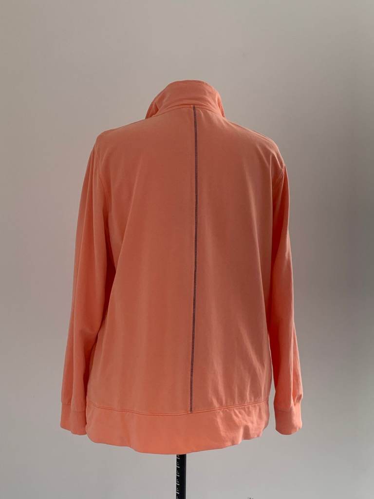 White Stuff Cotton Tunic Shirt Long Sleeve Popover Jersey Top Size 18 Mid Coral