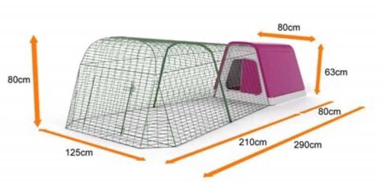 Omlet eglu rabbit hutch with 1m extending run purple