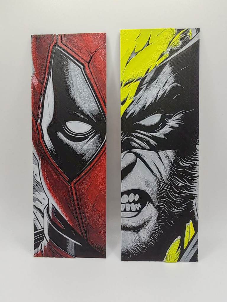 Deadpool & Wolverine bookmarks, 3D printed. 