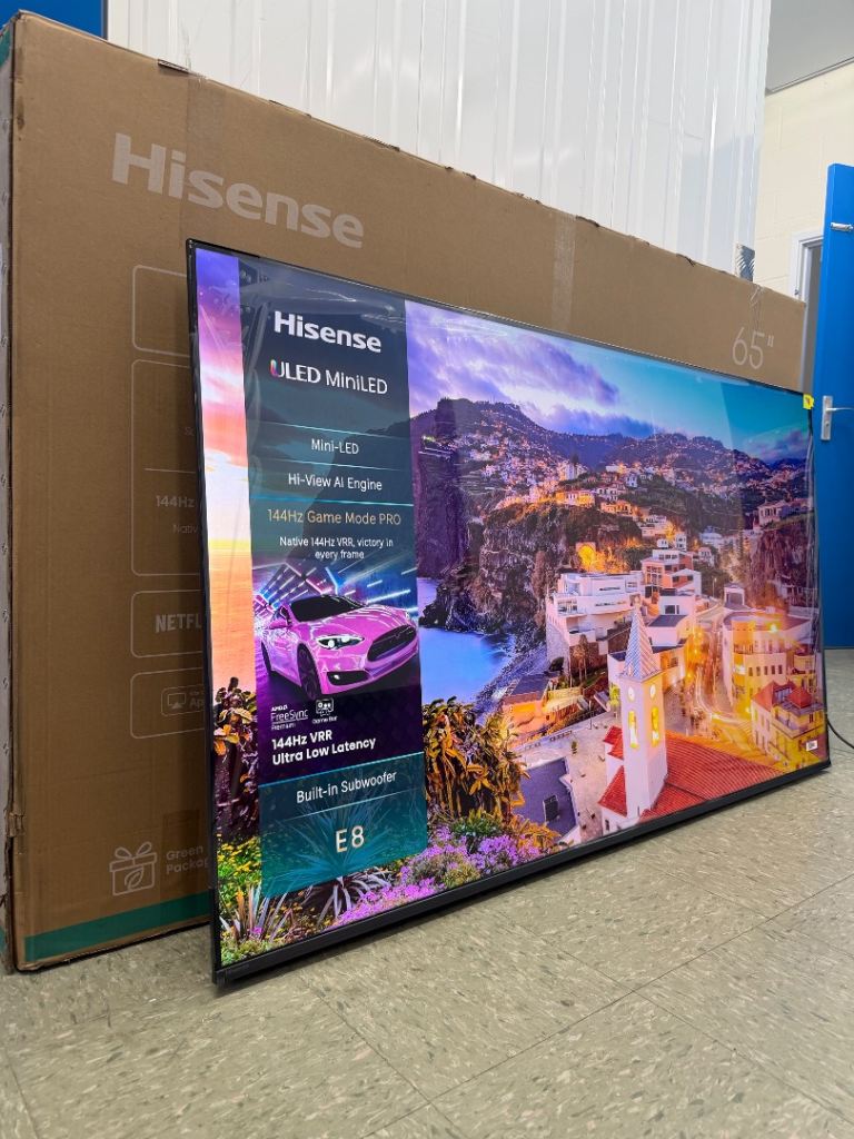 2026 Hisense 65 Inch Mini-LED 4K Smart TV – 65E8QTUK – 144Hz ULED - Built in subwoofer 
